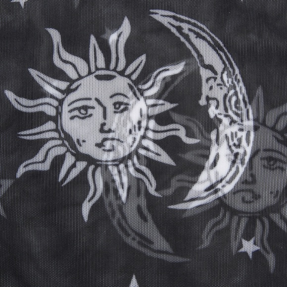Black mesh sun moon & stars sheer crop top - Picture 11 of 15